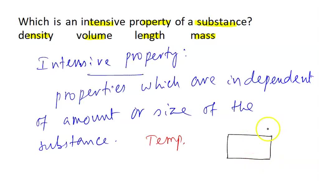 which is an intensive property of a substance odensity o volume o 