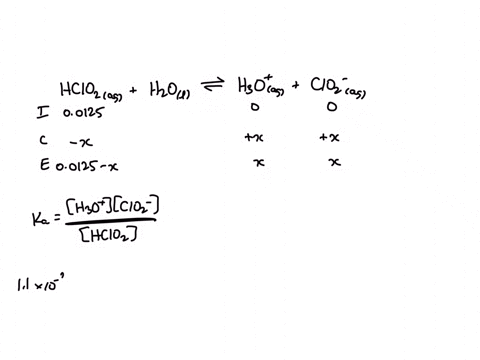 Acid Hclo2 The acid dissociation constant for chlorous acid hclo2hclo2...