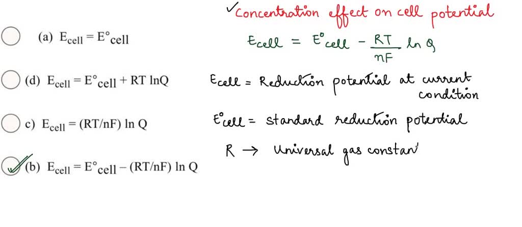 Solved The Nernst Equation At 20oc Is Nernst Equation 20c Calculate The Equilibrium Potential 7336