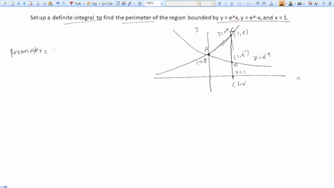 set-up-a-definite-integral-to-find-the-perimeter-of-the-region-bounded-by-y-ex-y-e-x-and-x-1-26035