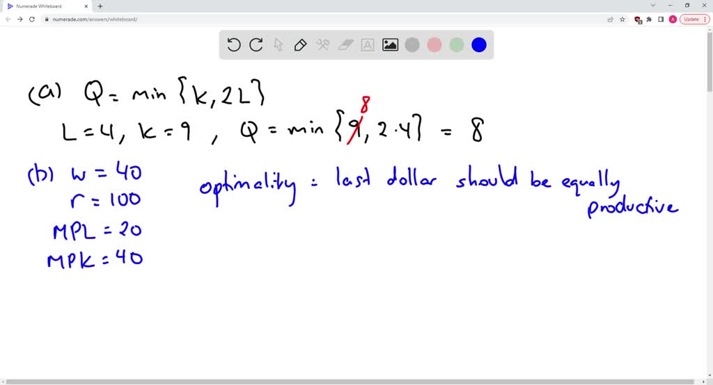 SOLVED: Let the production function be given by: q = 2L^2K, with rental ...