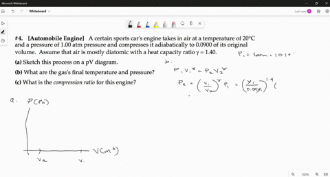 4-automobile-engine-a-certain-sports-cars-engine-takes-in-air-at-a-temperature-of-20pc-and-a-pressure-of-100-atm-pressure-and-compresses-it-adiabatically-to-00900-of-its-original-volume-assu-50748