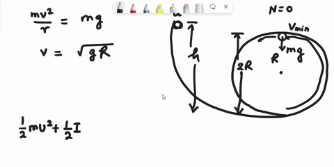 a-solid-04750-kg-ball-rolls-without-slipping-down-track-toward-a-vertical-loop-of-radius-r-07750-m-what-minimum-translational-speed-vmin-must-the-ball-have-when-it-is-a-height-h-1193-m-above-71217