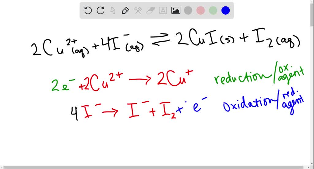 SOLVED Aqueous copper(II) ion reacts with aqueous iodide ion to yield