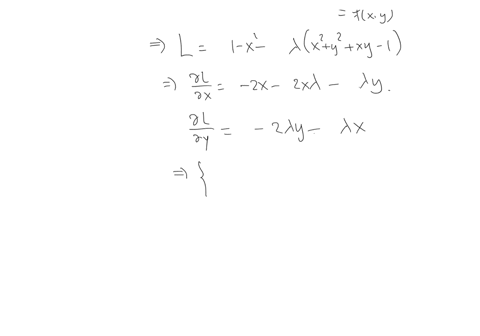 use-the-method-of-lagrange-multipliers-to-find-absolute-maximum-and-minimum-of-the-function-fxyxyy2-subject-to-constraint-x2y2xy1