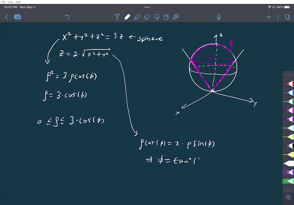 Solved Find The Volume Of The Solid Bounded Below By The Circular Cone Z 2v 22 Y And Above By The Sphere X Y2 22 32