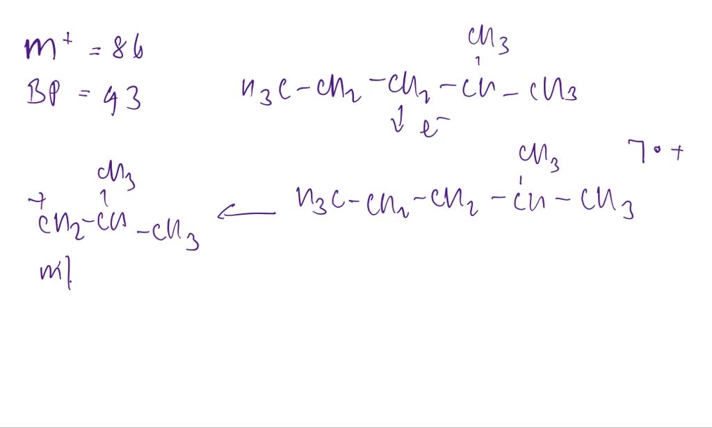 Solved 70 And 12 24 2 Methylpentane C6h14 Has The Mass Spectrum Shown Which Peak 9287