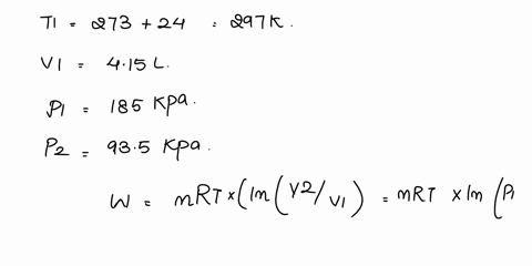 an-ideal-gas-initially-at-temperature-tj-24c-and-pressure-p1-185-kpa-has-volume-v1-415l-undergoes-an-isothermal-expansion-until-its-pressure-is-reduced-to-p2-935kpa-calculate-the-work-done-b-20844