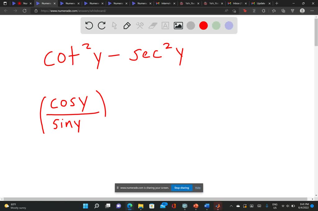 SOLVED Rewrite using sines and cosines cot? y sec" y cot? y sec? y