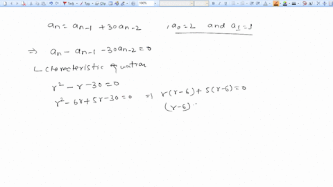 find-the-solution-to-the-recurrence-relation-qn-an-1-30an-2-with-initial-terms-0-2-and-a1-an-78008