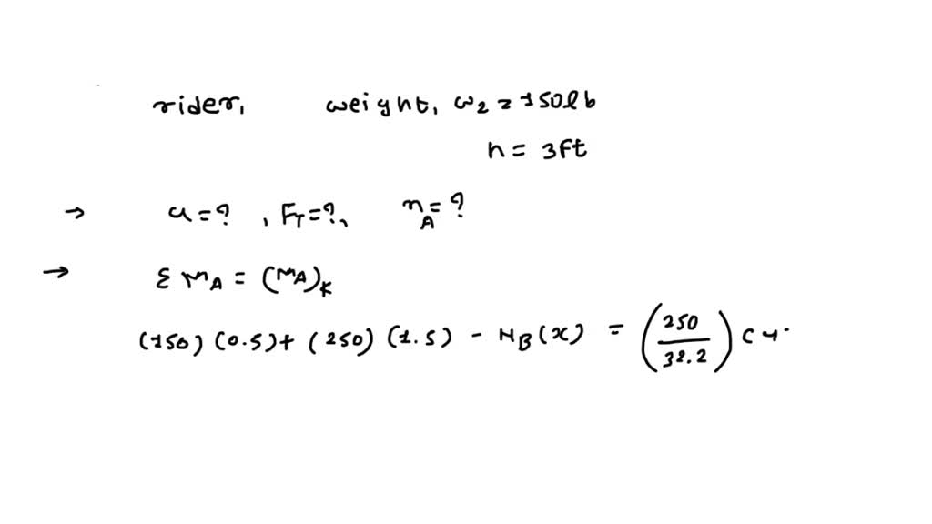 SOLVED: The snowmobile has a weight of 250 lb, centered at G1, while ...