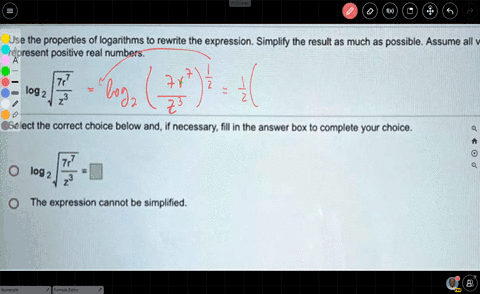 use-the-properties-of-logarithms-to-rewrite-the-expression-simplify-the-result-as-much-as-possible_-assume-all-variables-represent-positive-real-numbers-log-2-select-ihe-correct-choice-below-96352