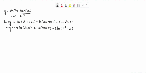 use-logarithmic-differentiation-to-find-the-derivative-of-the-function-sin4-x-tan6-x-y-x2-22-y-84516