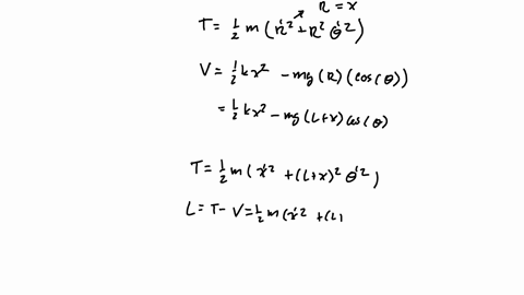 consider-the-pendulum-mad-of-the-spring-with-mass-m-on-one-its-end-the-spring-is-arranged-to-lie-in-a-straight-line-by-rapping-the-spring-on-the-massless-rod-the-length-of-the-spring-is-l-if-the-lengt