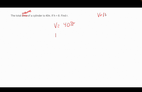 the-total-area-of-a-cylinder-is-40-pi-if-h8-find-r-83807
