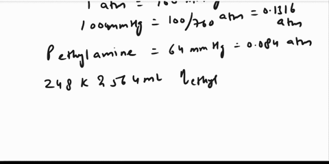 the-vapor-pressure-of-liquid-ethyl-amine-c2h5nh2-is-100-mm-hg-at-248-k-a-sample-of-c2h5nh2-is-placed-in-a-closed-evacuated-564-ml-container-at-a-temperature-of-248-k-it-is-found-that-all-of-09776