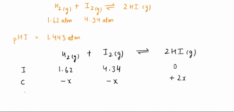 at-a-given-temperature-162-atm-of-h2-and-434-atm-of-i2-are-added-to-a-flask-and-allowed-to-come-to-equilibrium-h2g-i2g-2-hig-the-equilibrium-pressure-of-hi-is-measured-to-be-1443-atm-what-is-41305