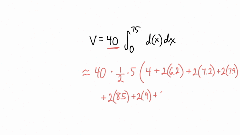 a-rectangular-swimming-pool-is-40-ft-wide-by-75-ft-long-the-table-gives-depths-d-from-x-at-the-shallow-end-to-the-diving-end_-use-the-trapezoidal-rule-with-n-15-to-estimate-the-volume-of-the-67618