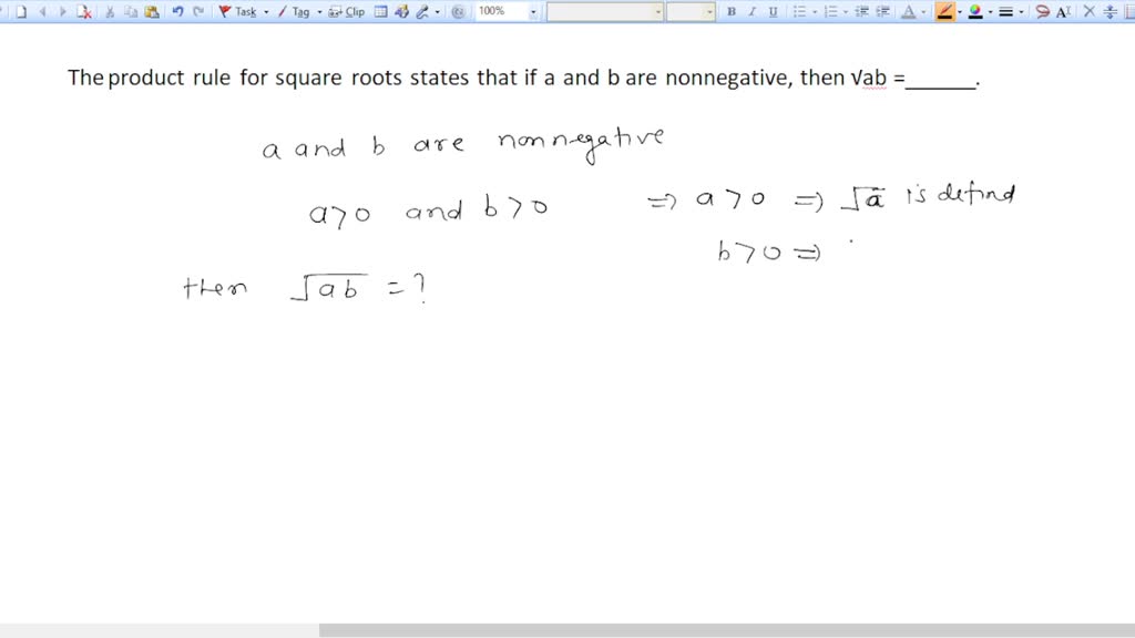 the product rule for square roots states that if a and b are 