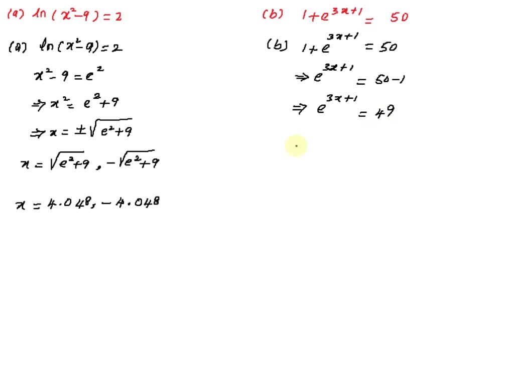 SOLVED: Solve each equation for x. Give both an exact value and decimal ...