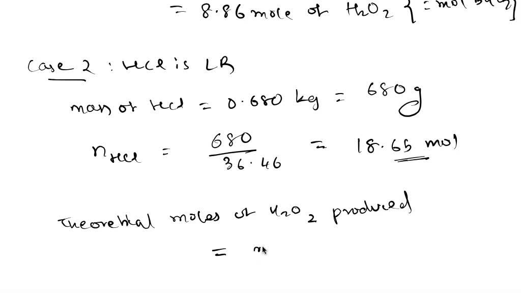 SOLVED: BaO2 + 2 HCl è H2O2 + BaCl2 What mass of hydrogen peroxide can ...