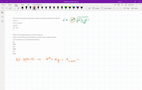 the-formula-used-to-calculate-a-large-sample-confidence-interval-for-p-is-p-z-critical-value-p1-p-n-what-is-the-appropriate-z-critical-value-for-each-of-the-following-confidence-levels-use-a-82695