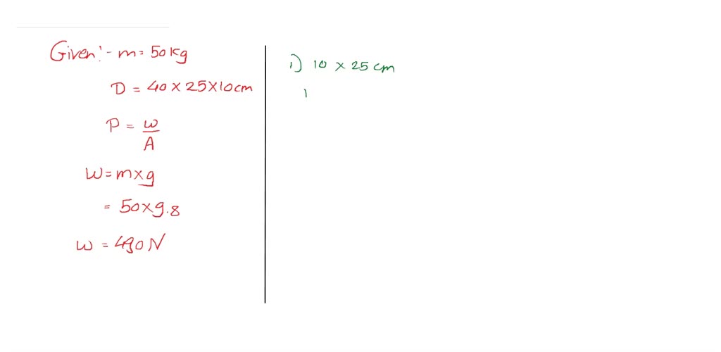 SOLVED "A block of wood of mass 50kg and dimensions 40cm×25cm×10cm is