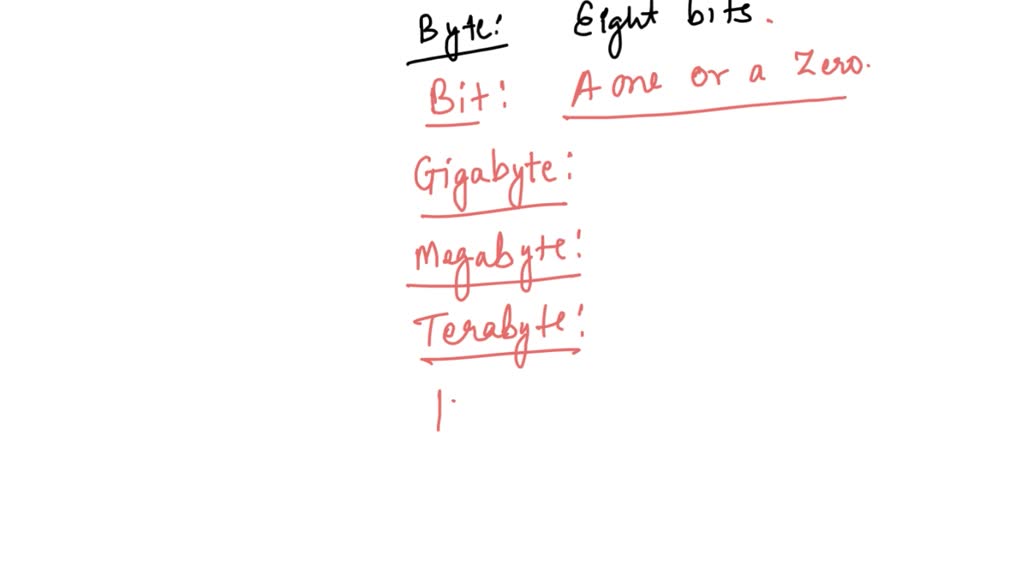 Match each term to the value represented: Byte - a unit of digital ...