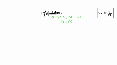 a-population-has-parameters-mu905-and-sigma606-you-intend-to-draw-a-random-sample-of-size-n66-what-is-the-mean-of-the-distribution-of-sample-means-mu_x-square-what-is-the-standard-deviation-of-the-dis