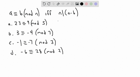 determine-which-of-the-following-congruence-relations-are-true-and-which-are-false-a-23-4-mod-5-true-false-b-3-4-mod-7-true-false-c-1-7-mod-3-true-false-6-28-mod-2-true-false-49494