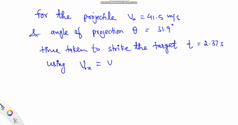 a-projectile-is-launched-from-ground-level-with-an-initial-speed-of-415-ms-at-an-angle-of-319-above-the-horizontal-it-strikes-a-target-in-the-air-237-s-later-what-is-the-horizontal-distance-74005