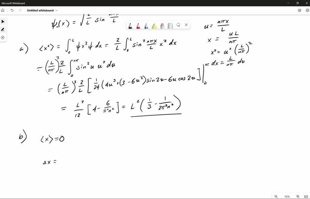 Solved A Show That The Average Value Of X2 In The One Dimensional