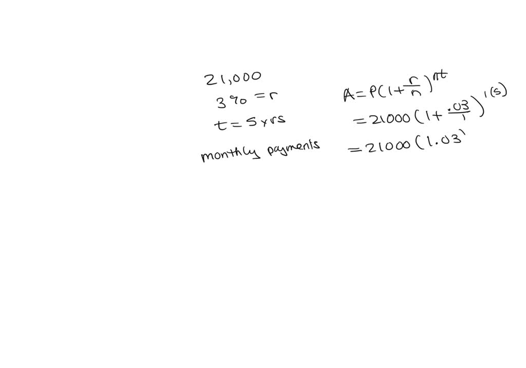 SOLVED You want to buy a 21,000 car. The company is offering a 3 interest rate for 60 months