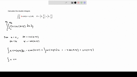 calculate-the-double-integral-iint_r-5-x-sin-xy-d-a-quad-rleft0-fracpi6right-timesleft0-fracpi3right