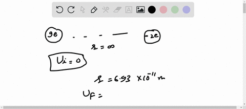 two-particles-with-charges-9e-and-2e-are-initially-very-far-apart-effectively-an-infinite-distance-apart-they-are-then-fixed-at-positions-that-are-693-x-10-11-m-apart-what-is-epefinal-epeini-50464