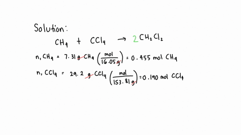 for-the-following-reaction-731-grams-of-methane-ch4-are-allowed-to-react-with-292-grams-of-carbon-tetrachloride-methane-ch4-g-carbon-tetrachloride-g-dichloromethane-ch2cl2-g-what-amount-of-the-exces-2