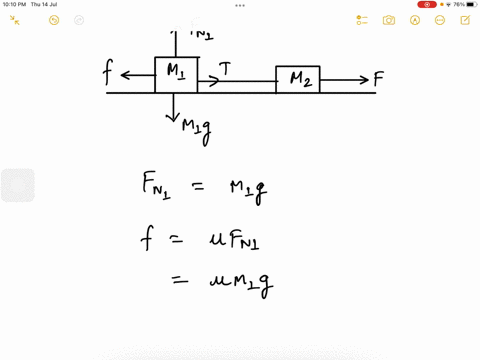 two-masses-are-connected-by-a-rope-and-pulled-accelerated-along-a-horizontal-surface-as-shown-in-figure-151-mass-m-50-kg-and-slides-along-a-surface-with-friction-where-the-coefficient-of-kin-62474