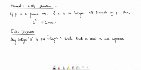 use-fermats-theorem-to-find-3201-mod-11-use-eulers-theorem-to-find-a-number-x-between-0-and-28-with-x85-congruent-to-6-modulo-35-71673