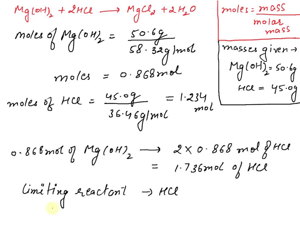 SOLVED sample of 5.00 of magnesium hydroxide was added to 485 mL of