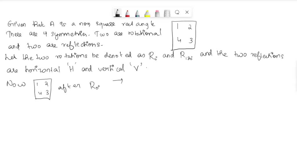 SOLVED A nonsquare rectangle is depicted How many symmetries are there? What are they? Feel