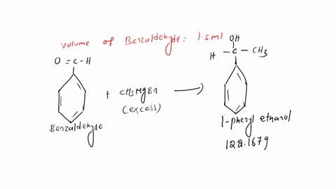 6-pts-if-1s0-ml-of-benzaldehyde-reacts-with-an-excess-of-the-grignard-reagent-calculate-the-theoretical-yield-in-grams-of-the-alcohol-product-show-calculation-with-units-for-full-credit-dens-46909