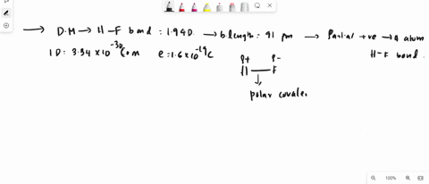the-dipole-moment-of-h-f-bond-is-194-d-and-the-bond-length-is-91-pm-what-is-the-partial-positive-charge-on-hydrogen-atom-in-the-h-f-bond-assume-1-d-334x10-30-cm-e-16x10-19-c-17133