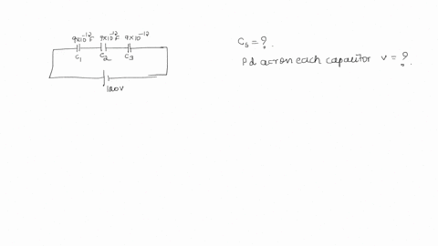 three-capacitors-each-of-capacitance-910-12f-are-connected-in-series-what-is-the-total-capacitance-of-the-combination-what-is-the-potential-difference-across-each-capacitor-if-the-combination-is-con-3