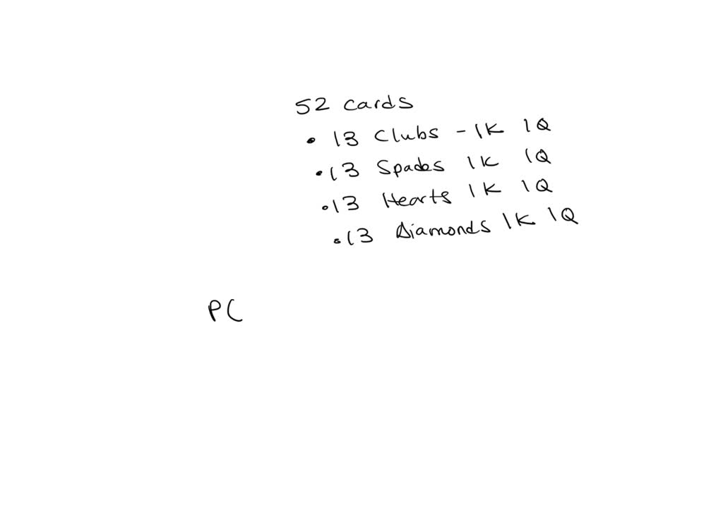 SOLVED Jenelle draws one from a standard deck of 52 cards. Determine