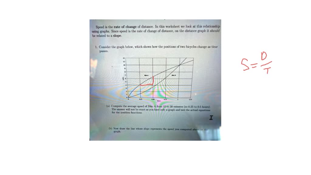 SOLVED: Title: Distance and Speed: Exploring the Relationship Using Graphs  Math 124 Hybrid Worksheet 2: Distance and Speed Speed is the rate of change  of distance. In this worksheet, we will explore