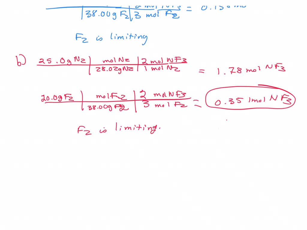 SOLVED The balanced equation for the reaction of nitrogen and fluorine
