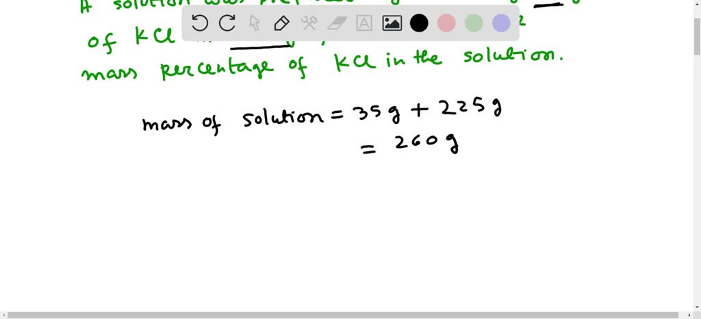 SOLVED: A solution was prepared by dissolving 23.0 g of KCl in 225 g of