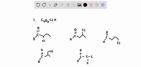 1-draw-all-of-the-structural-isomers-of-c4h7clo-that-contain-an-aldehyde-group-hint-there-are-5-2-draw-all-of-the-structural-isomers-of-c4h6o-that-contain-a-carbonyl-group-hint-there-are-mor-82188