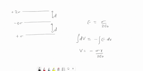 three-infinite-charged-planes-are-parallel-to-each-other-and-have-charge-densities-ie-charge-per-unit-area-of-2o-30-and-0-as-shown_-if-the-plane-in-the-middle-has-an-electric-potential-of-ze-18054