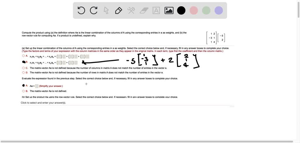 SOLVED Compute the product using a the definition where Ax is